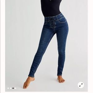 Free People CRVY High-Rise Lace-Up Skinny Jeans